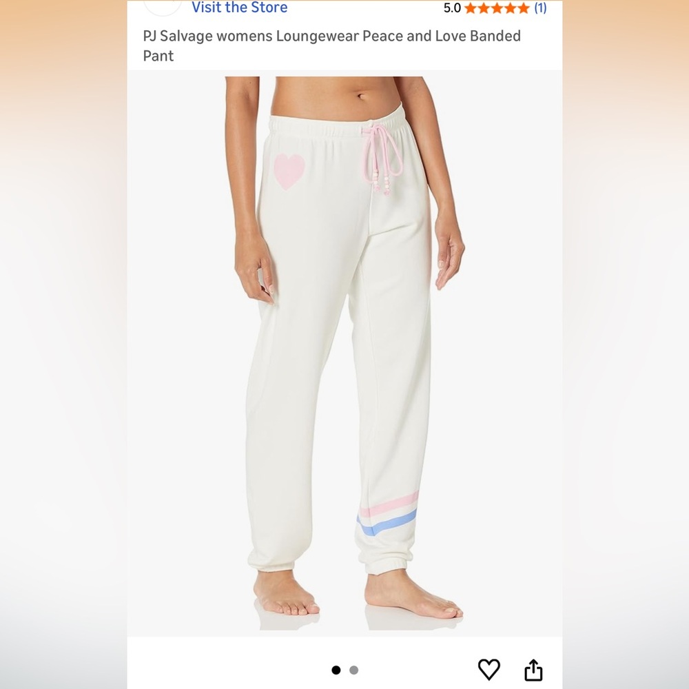 PJ Salvage womens Loungewear Peace and Love Banded Pant size L